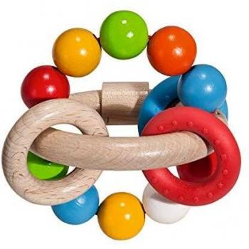 Sonajero 3D de Madera para Bebés, Multicolor, FSC 100% Certificado, 9.5x9cm
