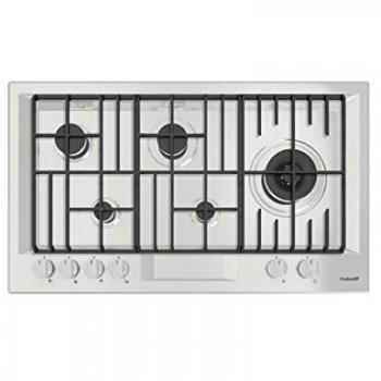 Piano de Cocina a Gas Foster FL 7206 032 - Acero Inoxidable - 5 Fuegos - Medidas 87,3 x 51,3 cm - Grillas de Hierro Fundido