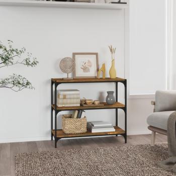 Estantería contrachapada y acero 80x33x70,5 cm Negro, Roble Sonoma, Roble ahumado - Mueble Almacenaje Estantería para Oficina, Estudio, Dormitorio Estantería/L