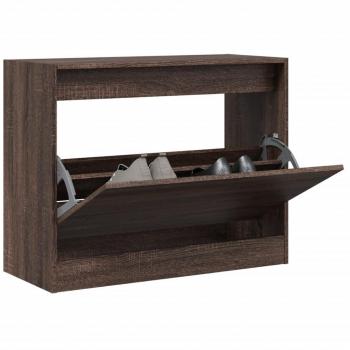 Zapatero de madera multicapa marrón roble 80x34x63 cm