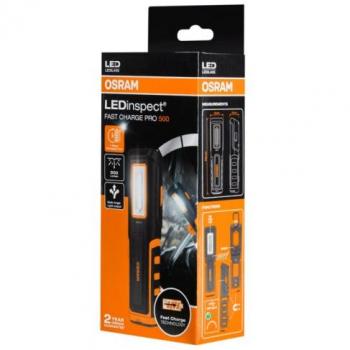 OSRAM LEDIL405 LEDinspect Fast Charge PRO500, luz de trabajo LED recargable, 5700K, magnética, incluye gancho