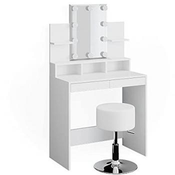 Tocador Ania Blanco 80 cm con Iluminación LED y Taburete