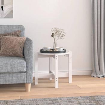 Mesa de centro blanca Ø 52,5x45 cm de madera maciza de pino