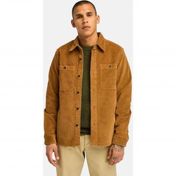 Timberland Men's Regular Fit Dark Yellow Corduroy Overshirt, Size 2XL