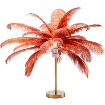 Lámpara de mesa KARE Feather Palm con plumas en color rojo óxido, altura 60 cm