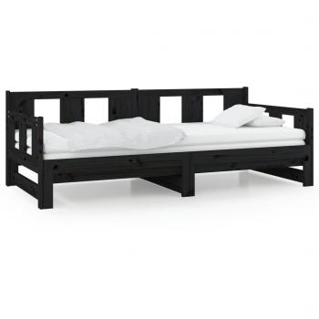 Sofá cama extraíble de madera maciza de pino negro 2x(80x200) cm