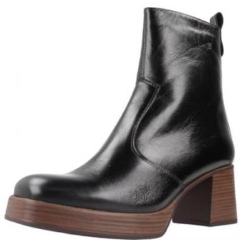 Botín de piel negro con plataforma Dorking Cristel D9157, tacón ancho de 7cm, plataforma de 2cm, cremallera, suela de goma, para mujer, color negro, talla 38
