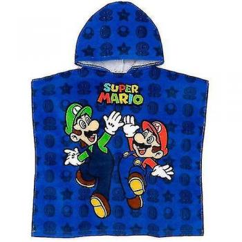 Toalla con capucha para niños Super Mario Azul One Size