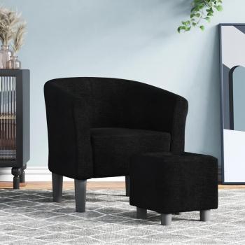 Sillón con taburete de tela vidaXL en color Rojo vino tinto, Marrón y Gris claro - Sillón cómodo para dormitorio y sala de estar, ideal para relajarse