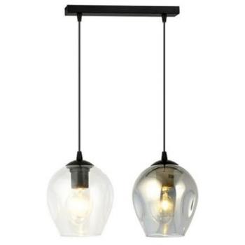 Lámpara de Suspensión Istar, Acero con Recubrimiento de Polvo y Vidrio, Color Negro y Gris, Dimensiones 40x100x14 cm