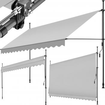 Toldo plegable para balcón con manivela, ajustable en altura - Funcional, estructura de acero con revestimiento en polvo y cilindro de aluminio ligero, barras telescópicas con pies roscados para un montaje rápido y sencillo