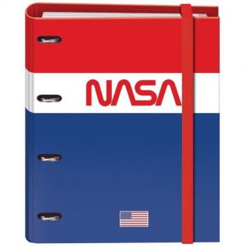 Carpeta de anillas DOHE Nasa Flag con Recambio A4, 100 Hojas Cuadriculadas 5x5mm, Papel 90g/m², 4 Separadores Multicolor, Anillas Mix