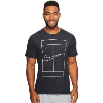 Nike Court Dry Baseline Camiseta, Hombre, Black/White/