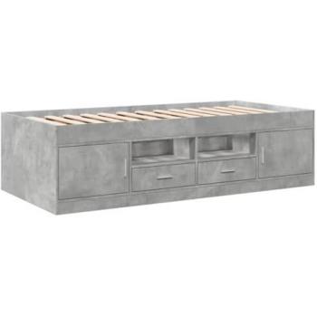 Sofá cama con cajones sin colchón de madera de ingeniería gris hormigón 100x200 cm