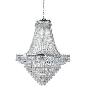 Lámpara colgante Versailles de 19 luces, acabado cromado y cristal, tipo E14