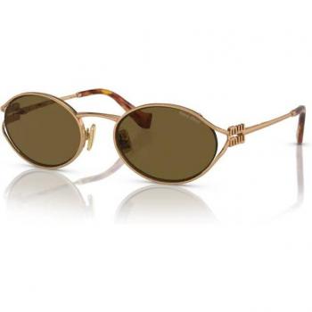 Miu Miu MU52YS 7OE01T Women's Round Sunglasses in Gilded Brass, Gold, Size 54