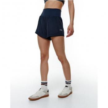 Short deportivo bicolor Mérope - Baltic Blue con malla interior compresiva y bolsillo trasero - XS