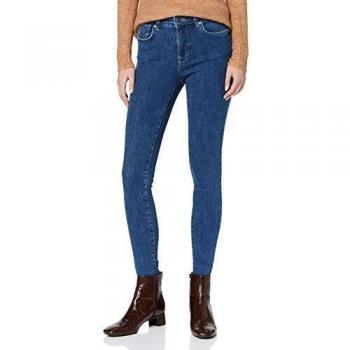 Only Women's Slim Fit Mid Waist Push Up Skinny Jeans - Dark Blue Denim Size S