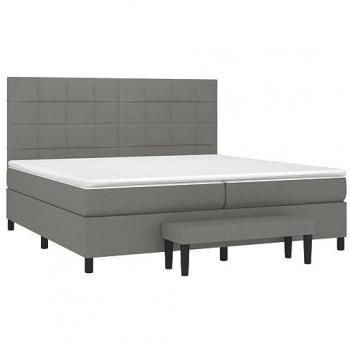 Cama box spring con colchón viscoelástico de muelles ensacados adaptable, acolchado reversible, tela gris oscuro 200x200 cm