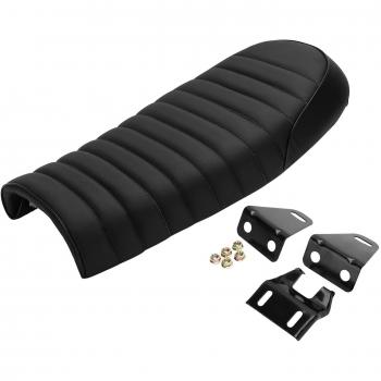 CICMOD Universal Cojín de Pasajero Asiento Trasero Moto Motocicleta Flat Vintage Tracker Driver Retro Cafe Racer, Negro