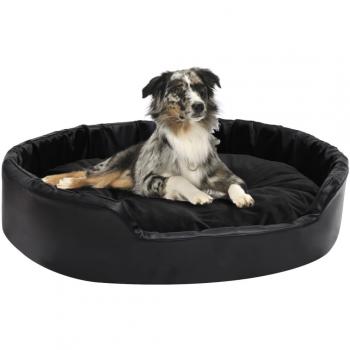 Cama para perros Día y Noche felpa y cuero sintético negra 90x79x20 cm