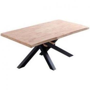 Mesa De Comedor Xena Forma Patas Cruzadas Tapa Irregular Roble Nordish/Negro 76X180x100 Cm