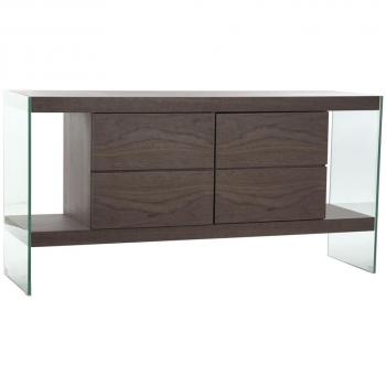 Aparador DKD Home Decor Cristal Marrón Transparente Nogal 160 x 45 x 80 cm Madera MDF