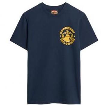 Superdry Men's Lo-Fi Outdoor Graphic T-Shirt Navy Marl XL, Casual, Short Sleeve, Sustainable, Recycled Cotton