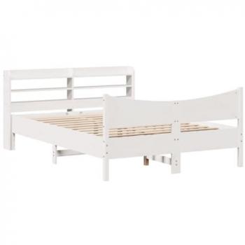Estructura de cama con cabecero madera pino blanco 140x200 cm