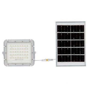 Faro LED Solar 10W con Mando a Distancia, Batería Reemplazable, 4000K, Blanco - V-TAC VT-80W 7842
