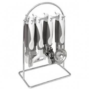 Juego de Utensilios de Cocina 7 Piezas - Incluye espátula, cuchara, tenedor, batidor, pinzas, cuchara medidora y cucharón - Fabricados en silicona y acero inoxidable - Resistente
