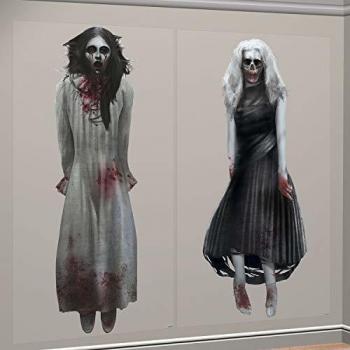 amscan Juego de escenas de chicas fantasmas-2 piezas, color gris satinado, 50 unidades.