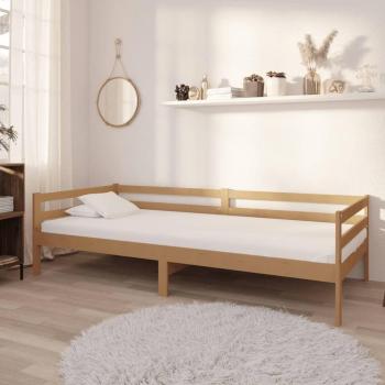 Sofá cama con colchón 90x200 cm ámbar madera de pino maciza marrón miel