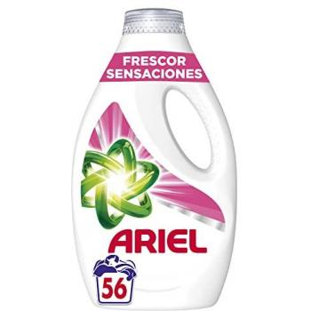 Detergente Ariel Líquido Sensaciones 112 lavados (2 x 56 lavados), Jabon Frescor Sensaciones, Limpieza Mejorada en Ciclos Más Fríos con la Exclusiva Tecnología de Limpieza en Frío