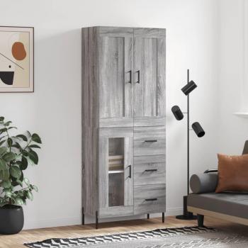 Aparador alto de madera contrachapada gris Sonoma 69,5x34x180 cm