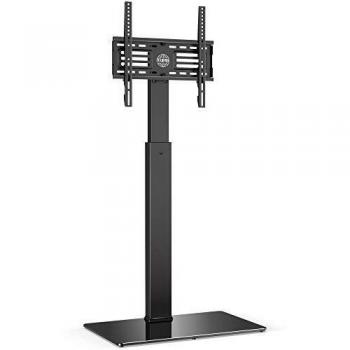 FITUEYES Soporte de Suelo para TV de 27 a 55 Pulgadas hasta 40kg Giratorio 60 Grados Altura Ajustable Soporte de Televisión LED LCD Plasma Curva Plana con Base de Vidrio Templado Máx. VESA 400x400 mm