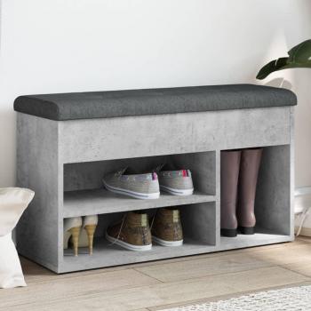 Banco zapatero de madera de ingeniería gris hormigón 82x32x45,5 cm