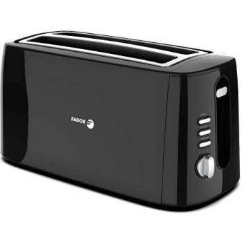 FAGOR - Tostador LONGTOAST Duo de doble ranura larga 1550W de potencia y exterior completo negro birllante. 6 niveles de tostado. 3 funciones integradas.