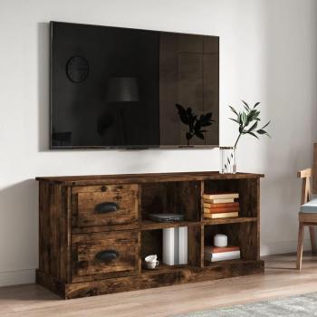 Mueble de TV vidaXL de madera contrachapada en color roble ahumado, dimensiones 102x35,5x47,5 cm, ideal para salón y como mesa para tele