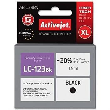 ActiveJet AB-123BN Black Ink Cartridge Replacement for Brother LC123 / LC125Bk, 15 ml