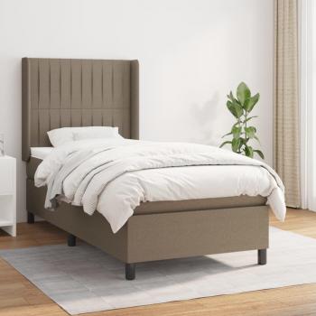 Marco de cama box spring con colchón de muelles en tela gris taupe 90x200 cm Tortorora