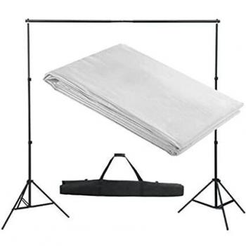 vidaXL Sistema de Fondo de Estudio de Fotografía con Soporte Blanco 300x300 cm