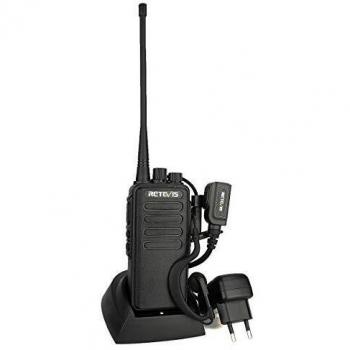 Retevis RT1 Walkie Talkie Largo Alcance, Profesional Robusto Walkie Talkie, Radio de 2 Vías Recargable 16 Canales y 3000mAh con Auricular y Antena de Alta Ganancia para Fabricación