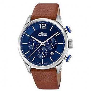 Reloj Lotus Chrono para Hombre con Esfera Azul y Correa de Piel Marrón 18689/1