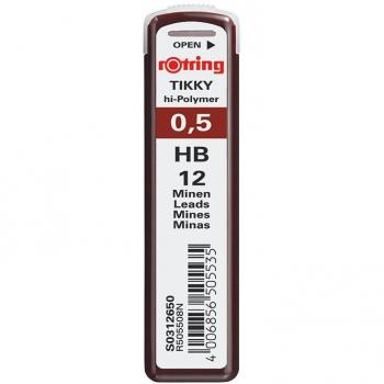 Rotring Tikky Hi-Polymer HB Lead Refills, 0.5mm, 12 Leads per Tube (S0312650)