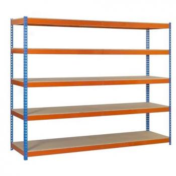 Estantería Metálica SimonRack para Almacenaje de Acero Industrial, 2000x2100x750 mm, 5 Baldas de Madera, Soporta 500 kg de Punto Flexión por balda, Color Azul