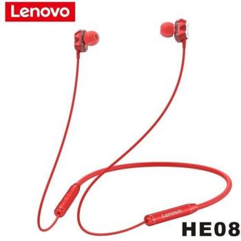 Auriculares inalámbricos Lenovo HE08 con banda para el cuello, estéreo HIFI, Bluetooth 5.0 y micrófono, 4 altavoces dinámicos deportivos
