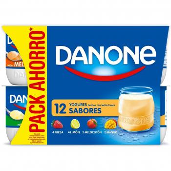 Danone Fresa, Limón, Mango, Melocotón - Paquete de 12 x 125 gr - Total: 1500 gr