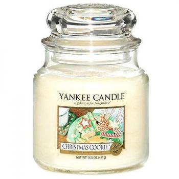 Yankee Candle Vela Media aromática en Tarro Galletas de Navidad, Cristal, Blanco, 10.6x9.8x13.2 cm
