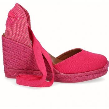 Alpargatas de cuña alta de lino - Viguera 1939 Fuxia